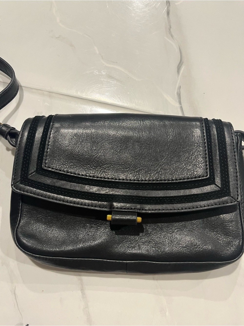 Fossil Classic Black Leather Crossbody Bag